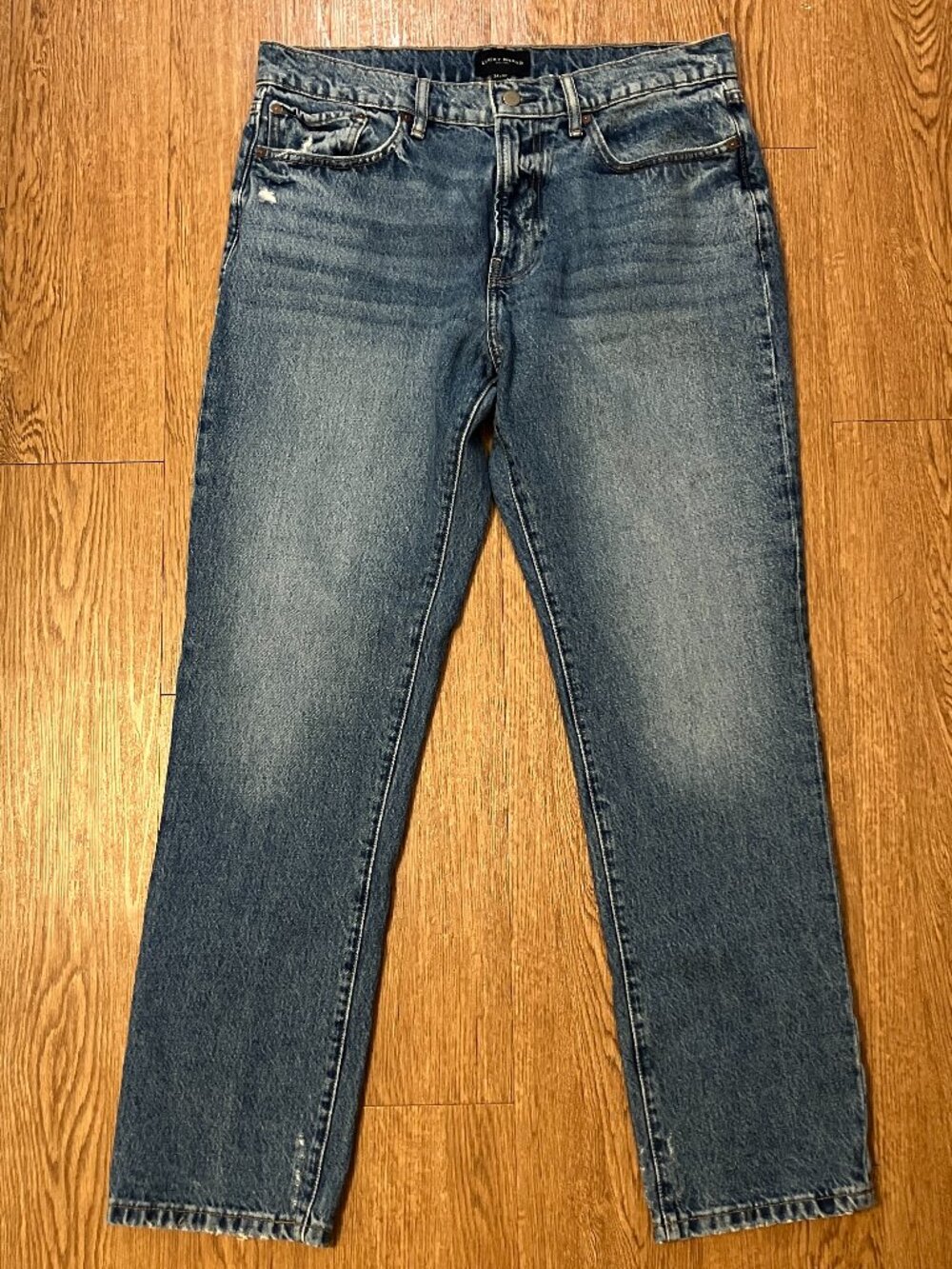 Lucky Brand 223 Straight Leg Medium Wash Distressed Denim